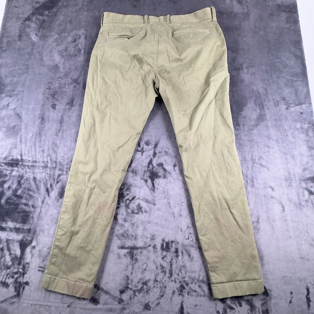 J.Crew Chino Pants Mens 36x32 Green Stretch Cotton Khaki Straight 2426